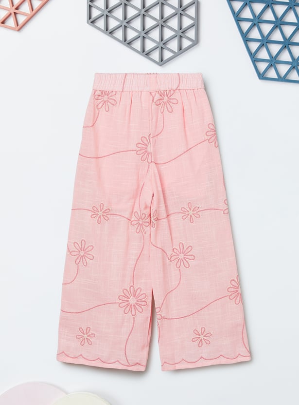 Girls Embroidered Top and Trousers Set