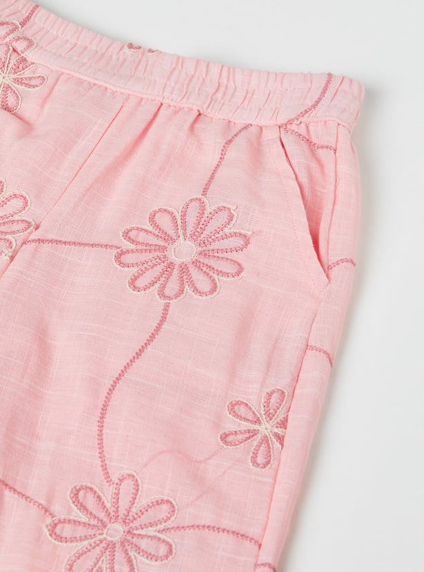 Girls Embroidered Top and Trousers Set