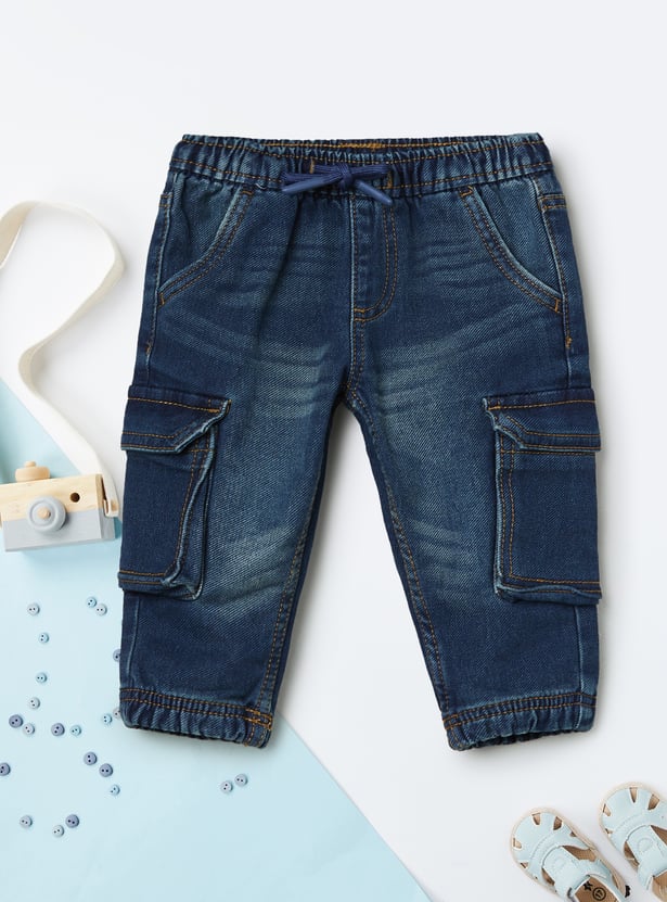 Boys Mid Washed Cargo Joggers