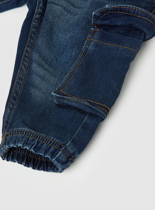 Boys Mid Washed Cargo Joggers
