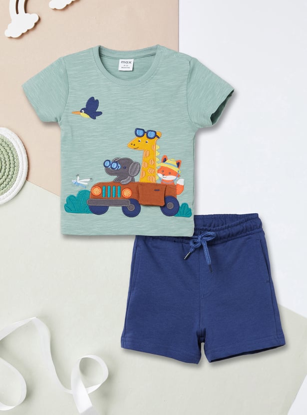 Boys Embroidered T-shirt and Shorts Set