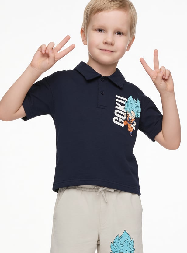 Boys Dragon Ball Goku Print Shorts Set