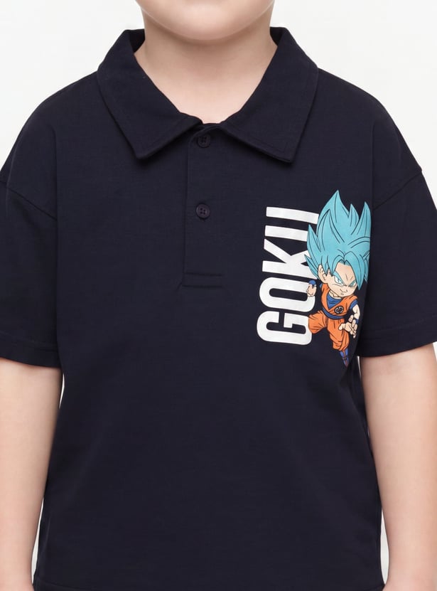 Boys Dragon Ball Goku Print Shorts Set