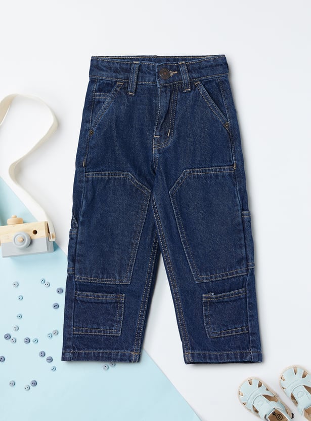 Boys Solid Cargo Jeans