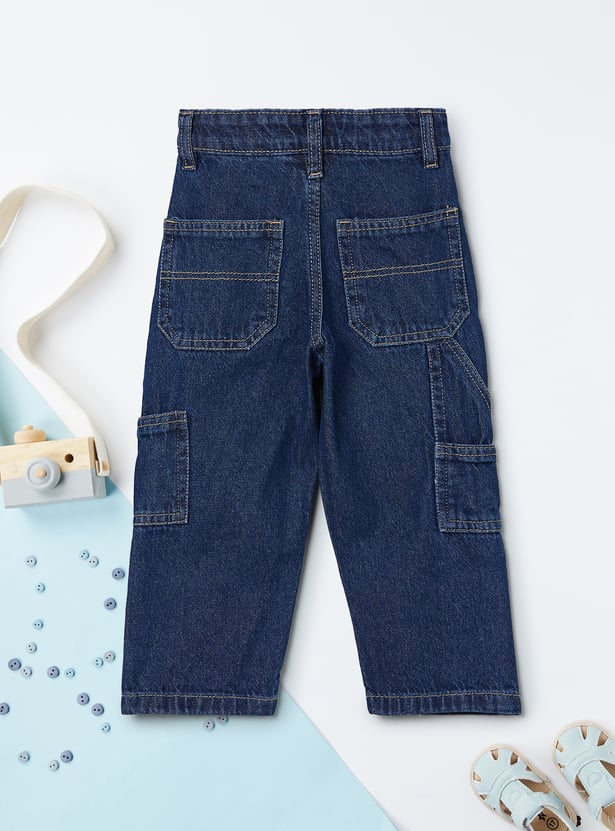 Boys Solid Cargo Jeans