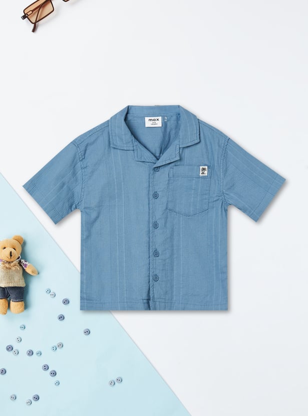 Boys Textured Shirt with Shorts Set