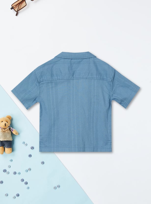 Boys Textured Shirt with Shorts Set