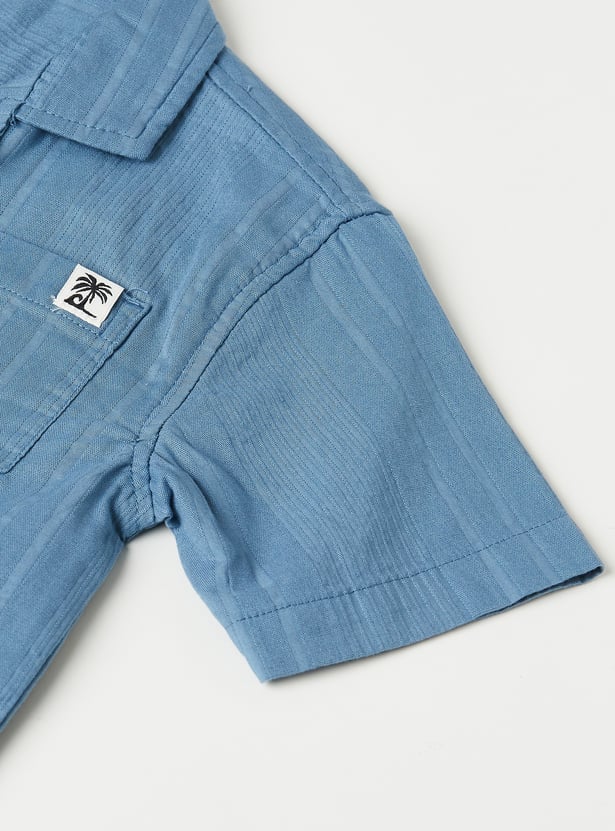 Boys Textured Shirt with Shorts Set