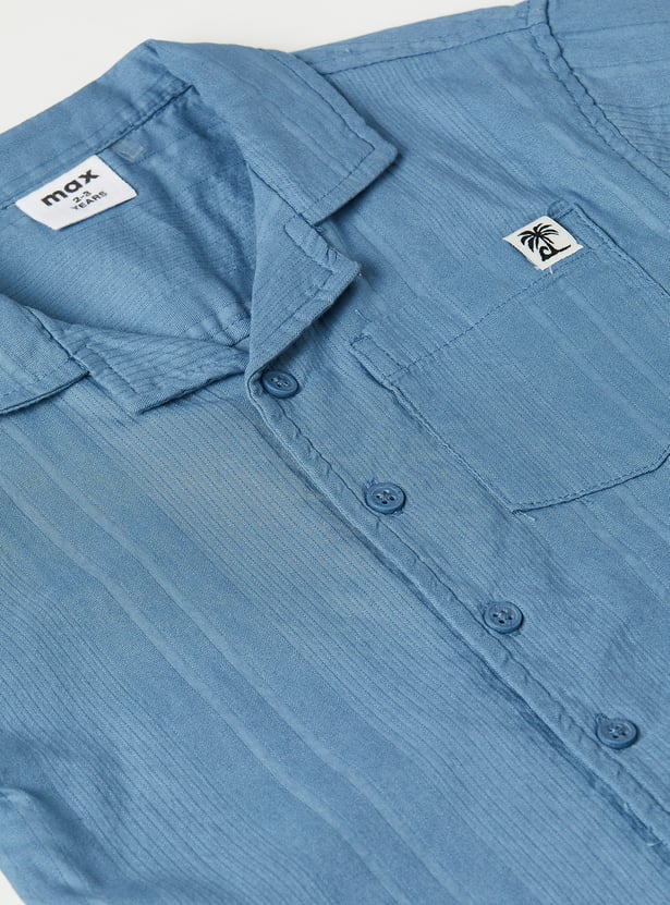 Boys Textured Shirt with Shorts Set