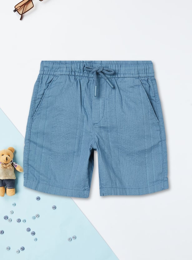 Boys Textured Shirt with Shorts Set