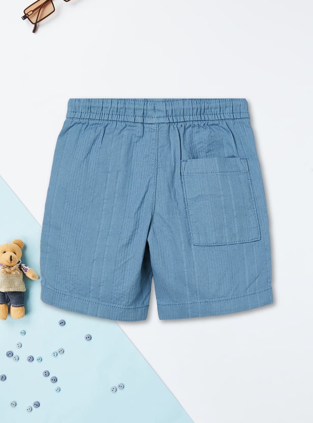 Boys Textured Shirt with Shorts Set