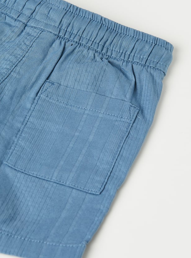 Boys Textured Shirt with Shorts Set