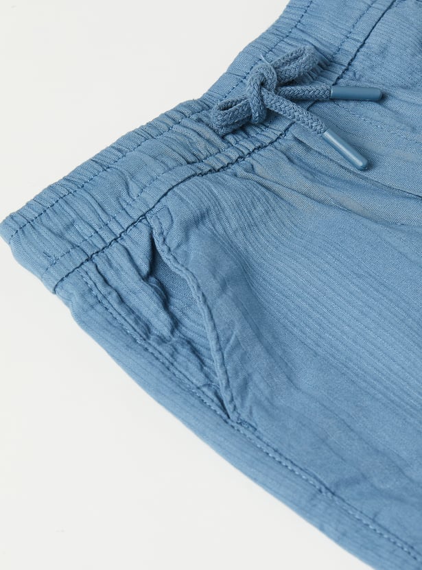 Boys Textured Shirt with Shorts Set