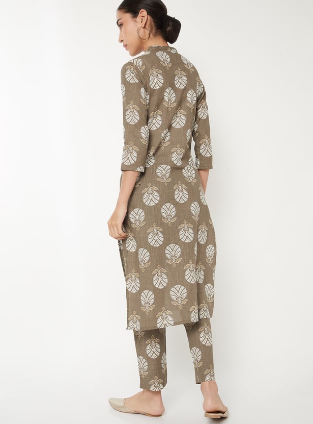 Women Floral Print Straight Kurta Set