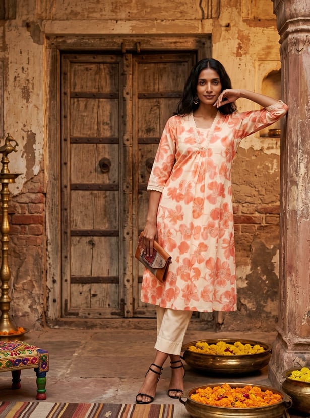 Women Floral Print A-line Kurta Set