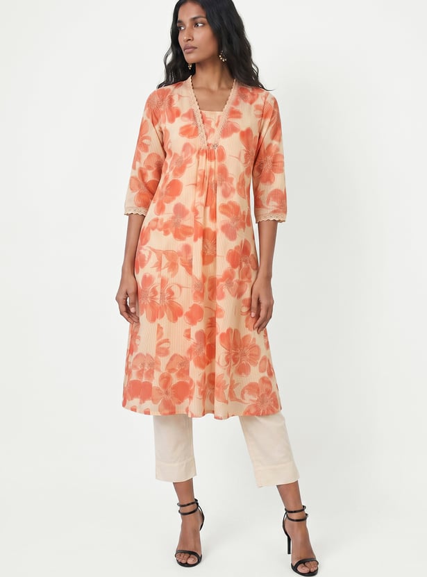 Women Floral Print A-line Kurta Set
