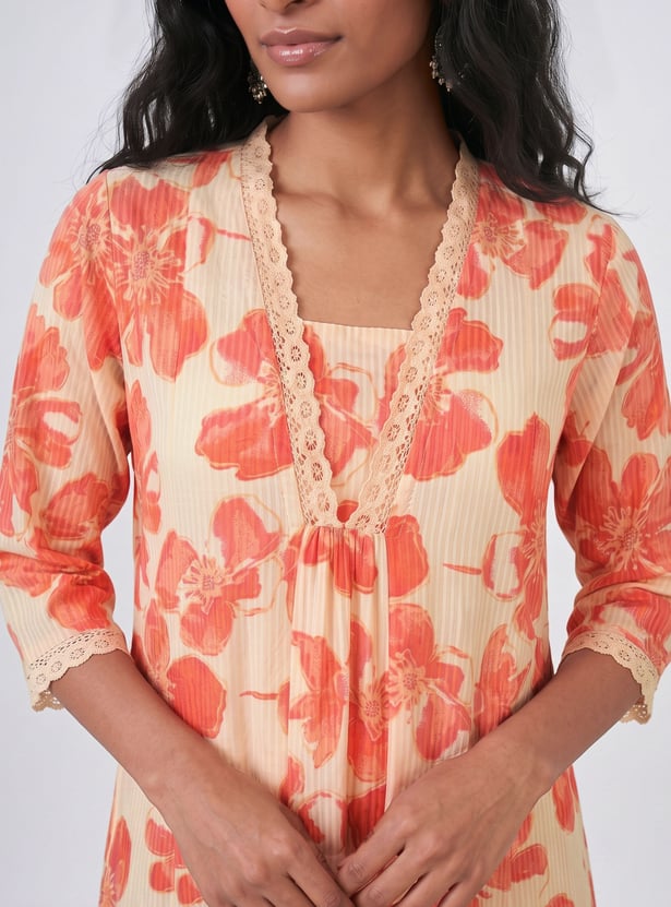 Women Floral Print A-line Kurta Set