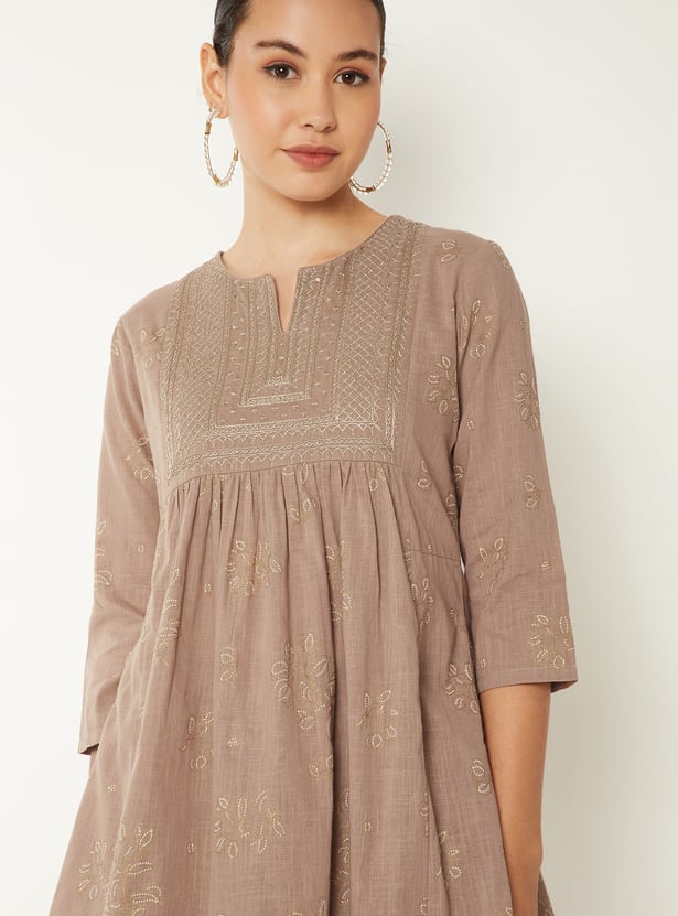 Women Embroidered A-line Kurta Set