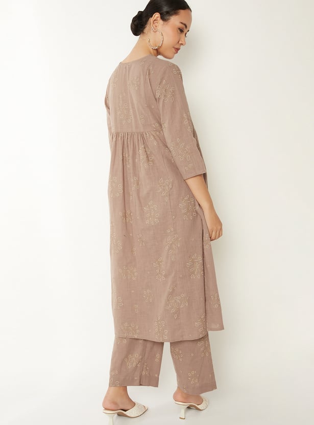 Women Embroidered A-line Kurta Set
