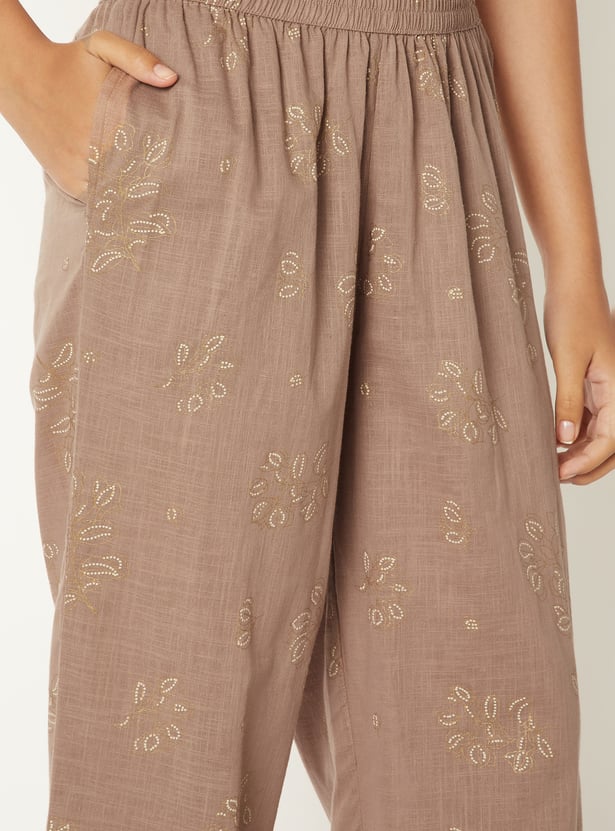 Women Embroidered A-line Kurta Set