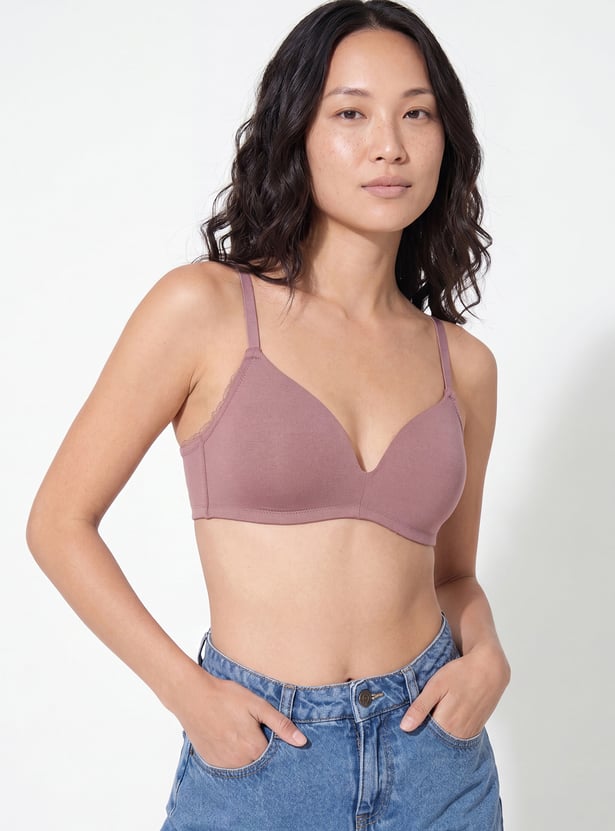 Women Solid Padded Non-Wired T-shirt Bra