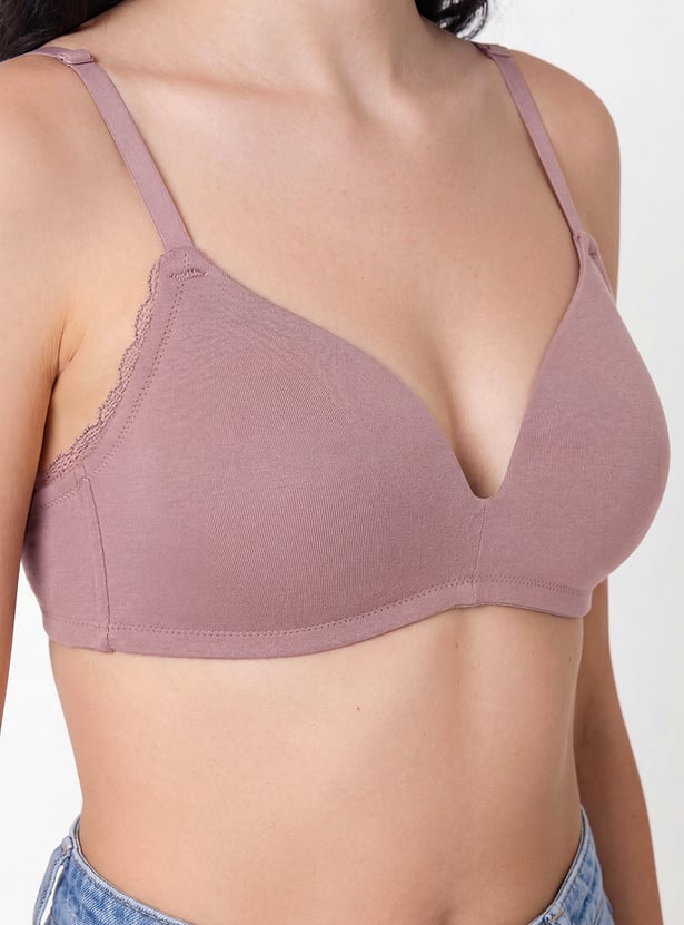 Women Solid Padded Non-Wired T-shirt Bra