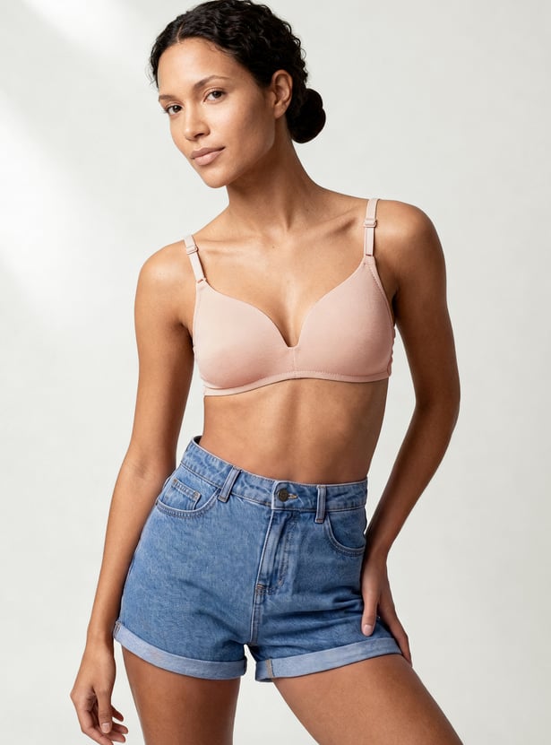 Women Solid Padded Non-Wired T-shirt Bra