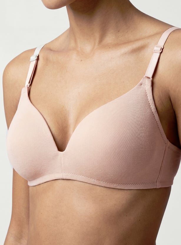 Women Solid Padded Non-Wired T-shirt Bra