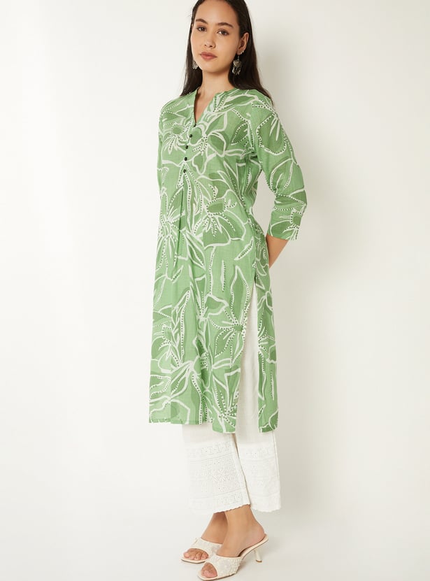 Women Floral Print Straight Kurta