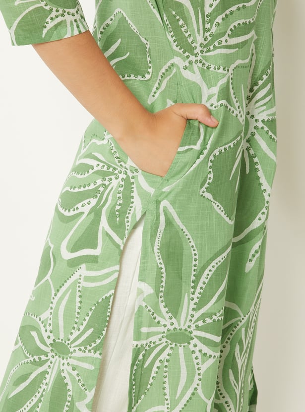 Women Floral Print Straight Kurta