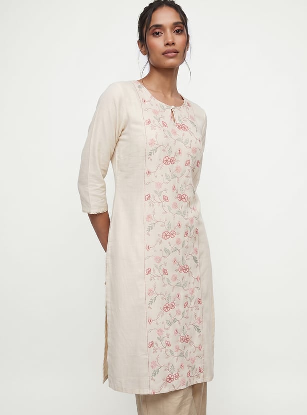 Women Embroidered Straight Kurta