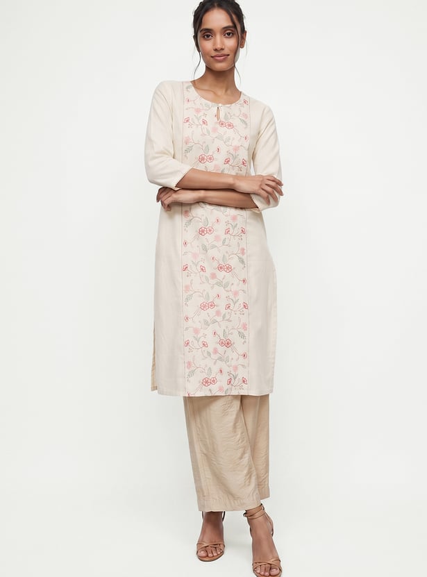 Women Embroidered Straight Kurta