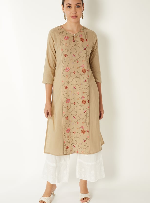 Women Embroidered Straight Kurta