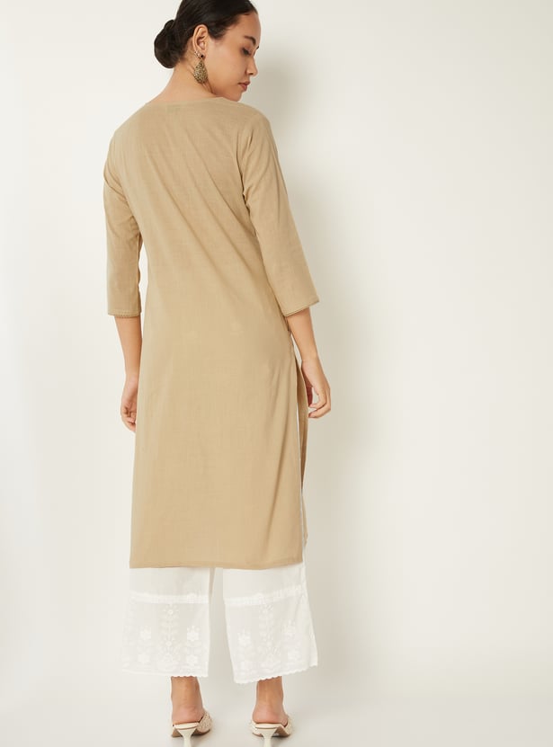 Women Embroidered Straight Kurta