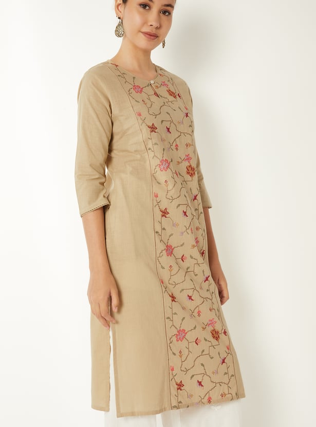 Women Embroidered Straight Kurta