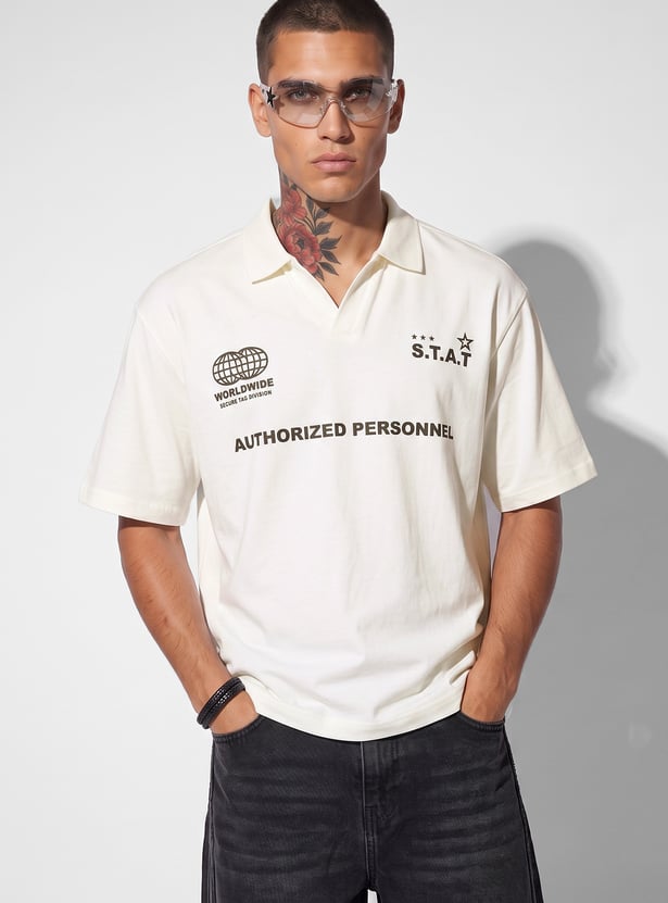 URB_N Men Oversized Printed Polo T-shirt