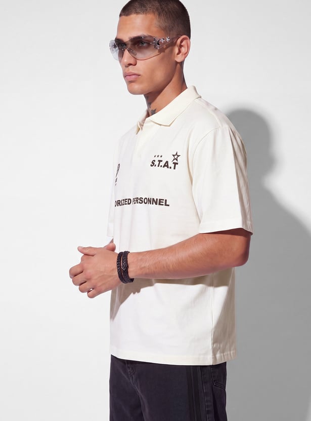 URB_N Men Oversized Printed Polo T-shirt