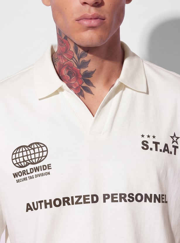 URB_N Men Oversized Printed Polo T-shirt