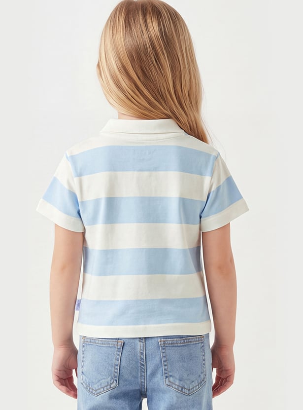 Girls Hello Kitty Striped Polo T-shirt