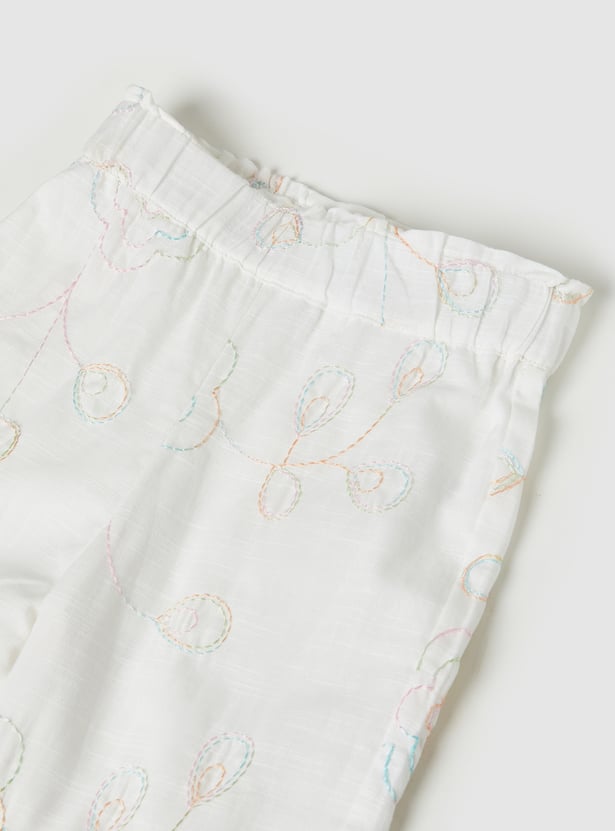 Girls Embroidered Trousers Set