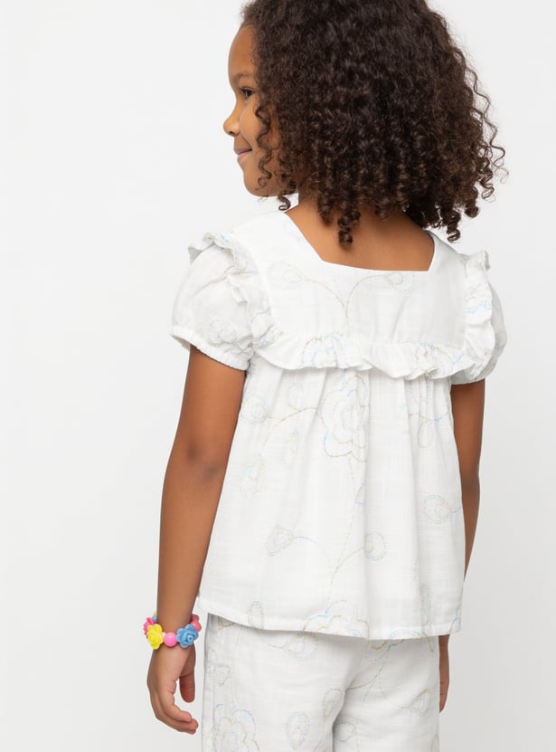 Girls Embroidered Trousers Set