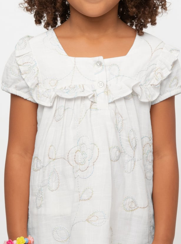 Girls Embroidered Trousers Set