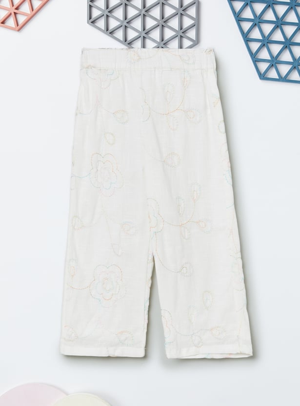 Girls Embroidered Trousers Set