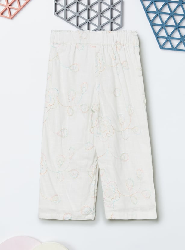 Girls Embroidered Trousers Set
