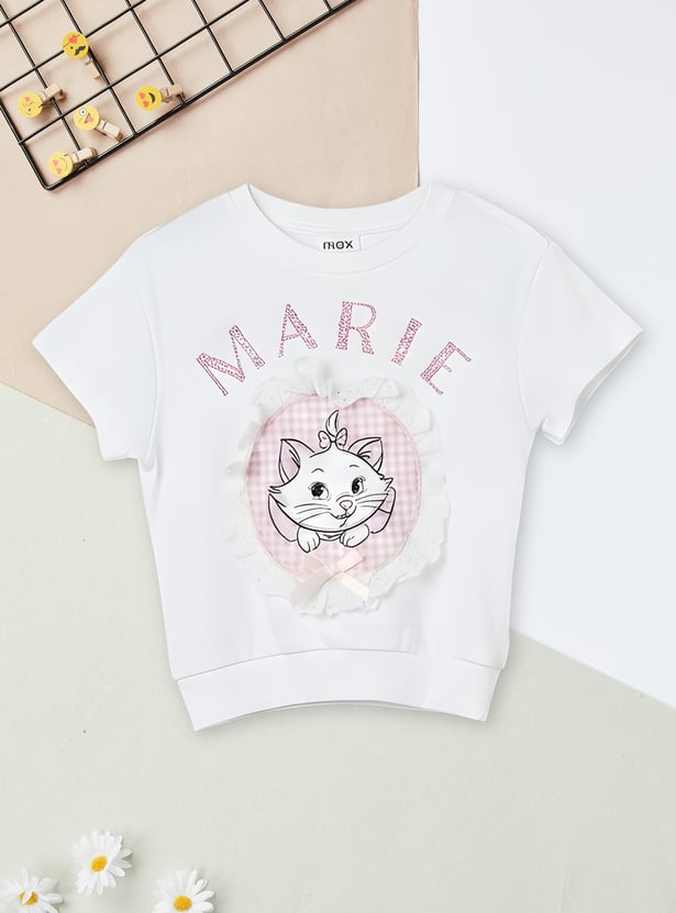 Girls Marie Character Print T-shirt with Trousers Set