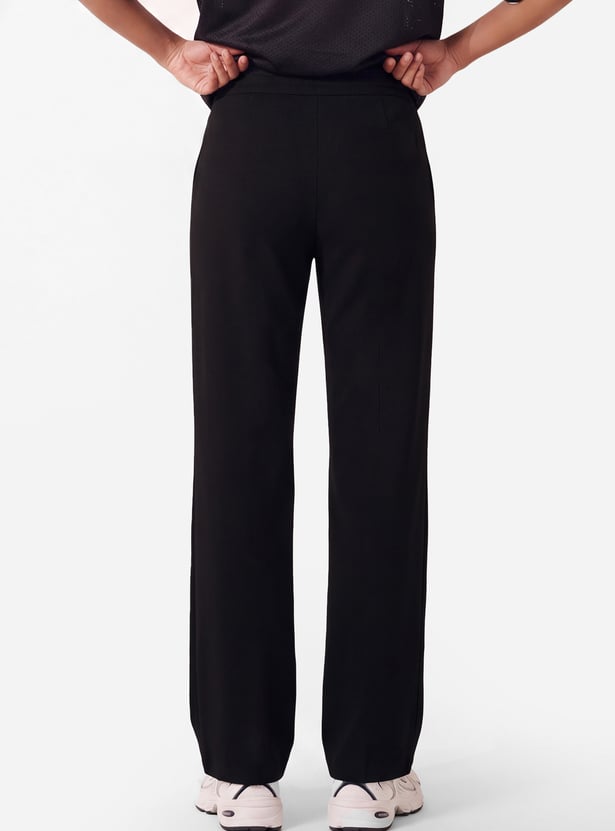 Women Pintuck Wide Leg Sports Track Pants
