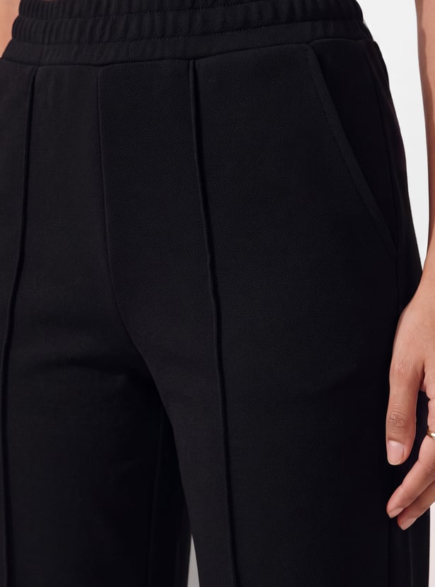 Women Pintuck Wide Leg Sports Track Pants