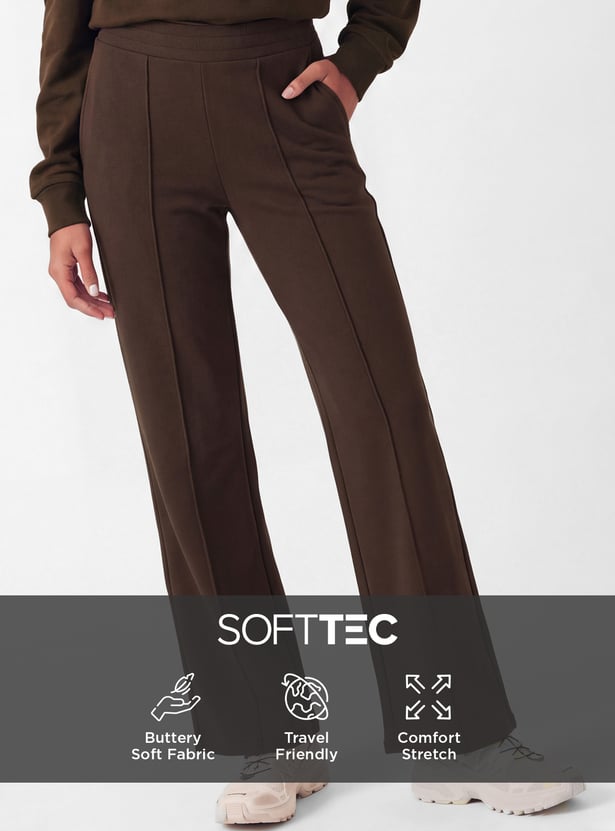 Women Pintuck Wide Leg Sports Track Pants