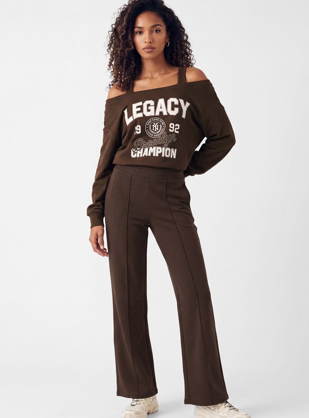 Women Pintuck Wide Leg Sports Track Pants