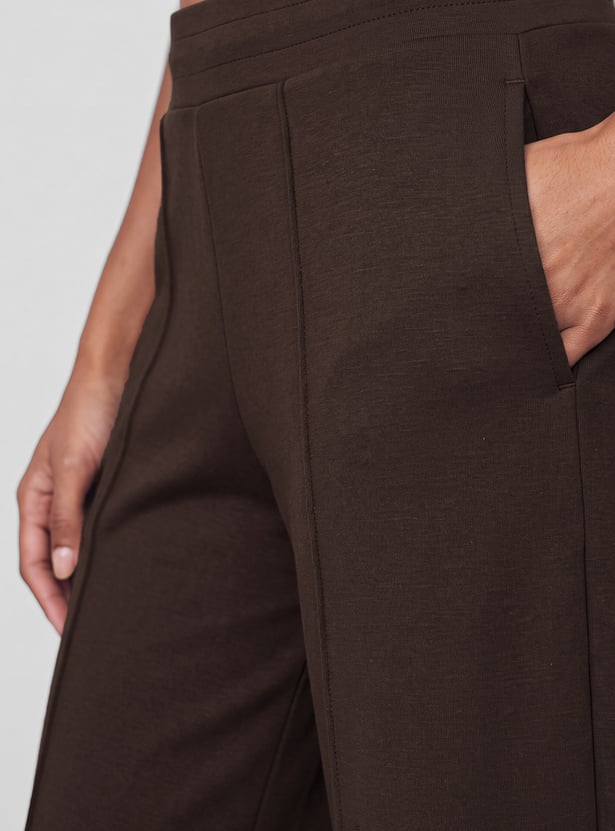 Women Pintuck Wide Leg Sports Track Pants